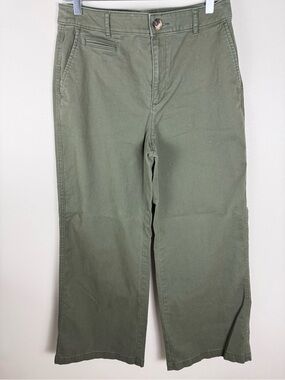 LOFT Olive Green Wide Leg Stretch Chino Pants